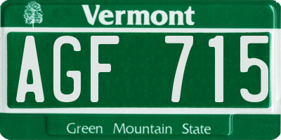 VT license plate AGF715