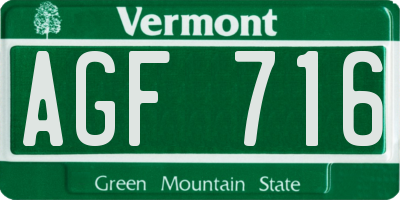 VT license plate AGF716