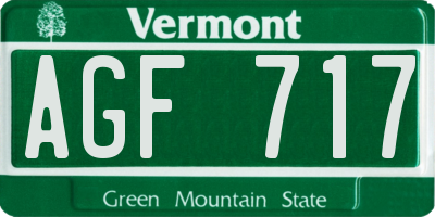 VT license plate AGF717