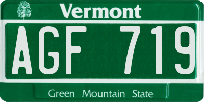 VT license plate AGF719
