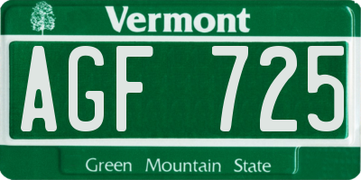 VT license plate AGF725