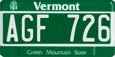 VT license plate AGF726