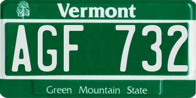 VT license plate AGF732