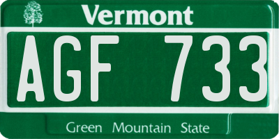 VT license plate AGF733