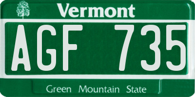 VT license plate AGF735