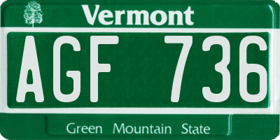 VT license plate AGF736