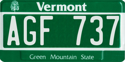 VT license plate AGF737