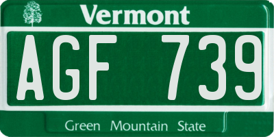 VT license plate AGF739
