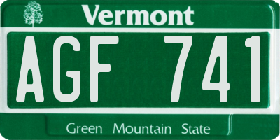 VT license plate AGF741