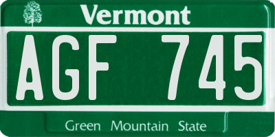 VT license plate AGF745
