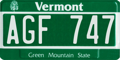 VT license plate AGF747