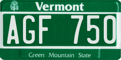VT license plate AGF750