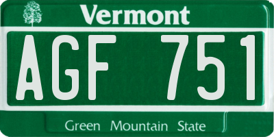VT license plate AGF751
