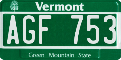 VT license plate AGF753