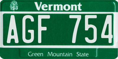 VT license plate AGF754