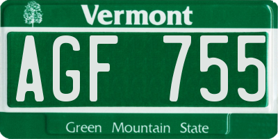 VT license plate AGF755