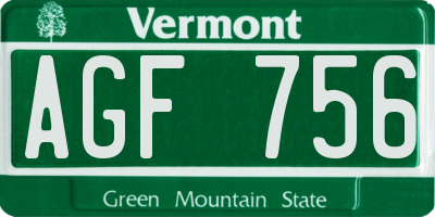 VT license plate AGF756