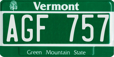 VT license plate AGF757