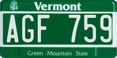 VT license plate AGF759