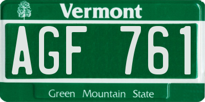 VT license plate AGF761