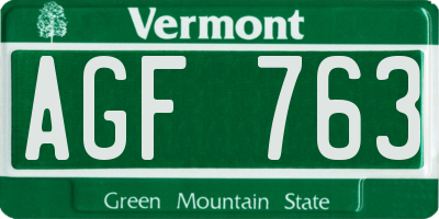 VT license plate AGF763