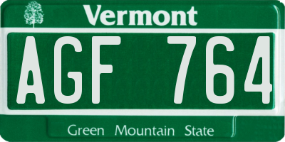 VT license plate AGF764