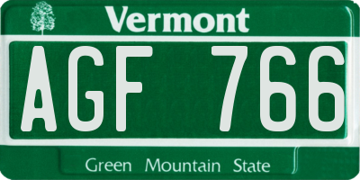 VT license plate AGF766