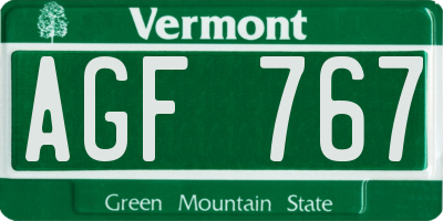 VT license plate AGF767
