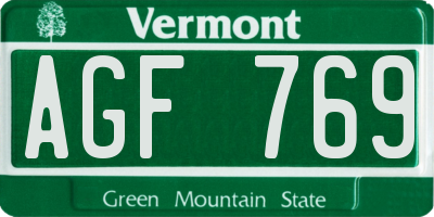 VT license plate AGF769