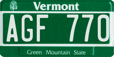 VT license plate AGF770