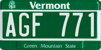 VT license plate AGF771