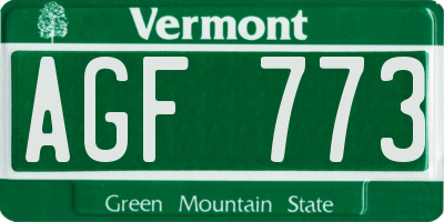 VT license plate AGF773