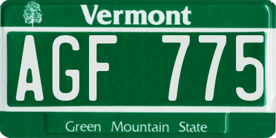 VT license plate AGF775