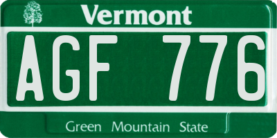 VT license plate AGF776