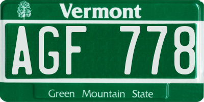 VT license plate AGF778
