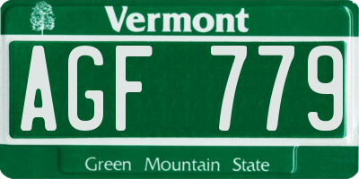 VT license plate AGF779
