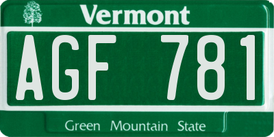 VT license plate AGF781