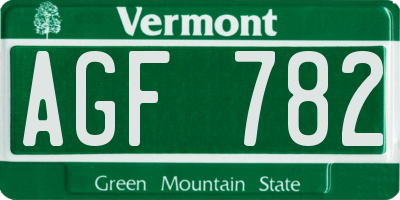 VT license plate AGF782