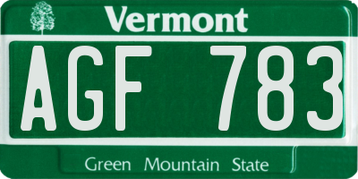 VT license plate AGF783