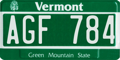 VT license plate AGF784