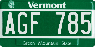 VT license plate AGF785