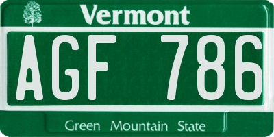 VT license plate AGF786