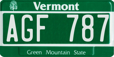 VT license plate AGF787