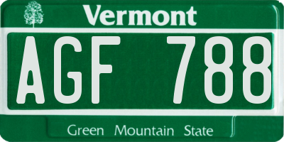 VT license plate AGF788