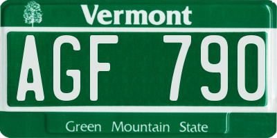VT license plate AGF790