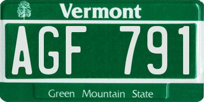 VT license plate AGF791