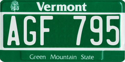 VT license plate AGF795