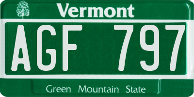 VT license plate AGF797