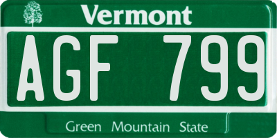 VT license plate AGF799