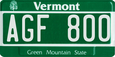 VT license plate AGF800